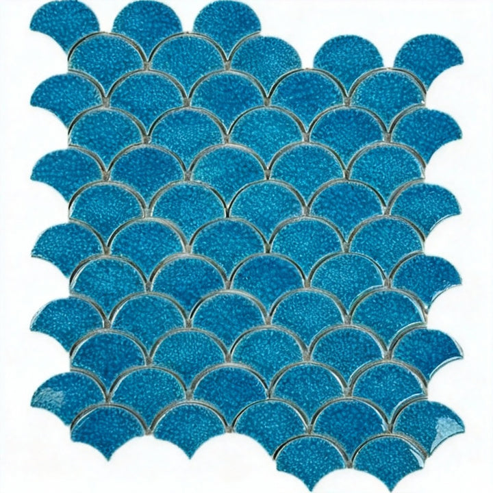 Vicenza Grace Series Baby Blue Fan Shape Porcelain Mosaic