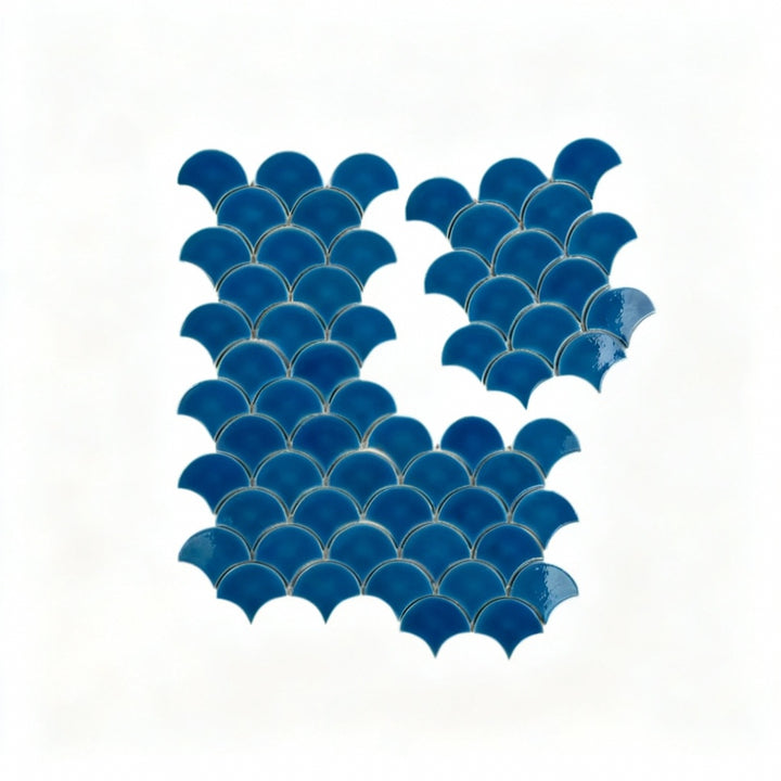 Vicenza Grace Series French Blue Fan Shape Porcelain Mosaic