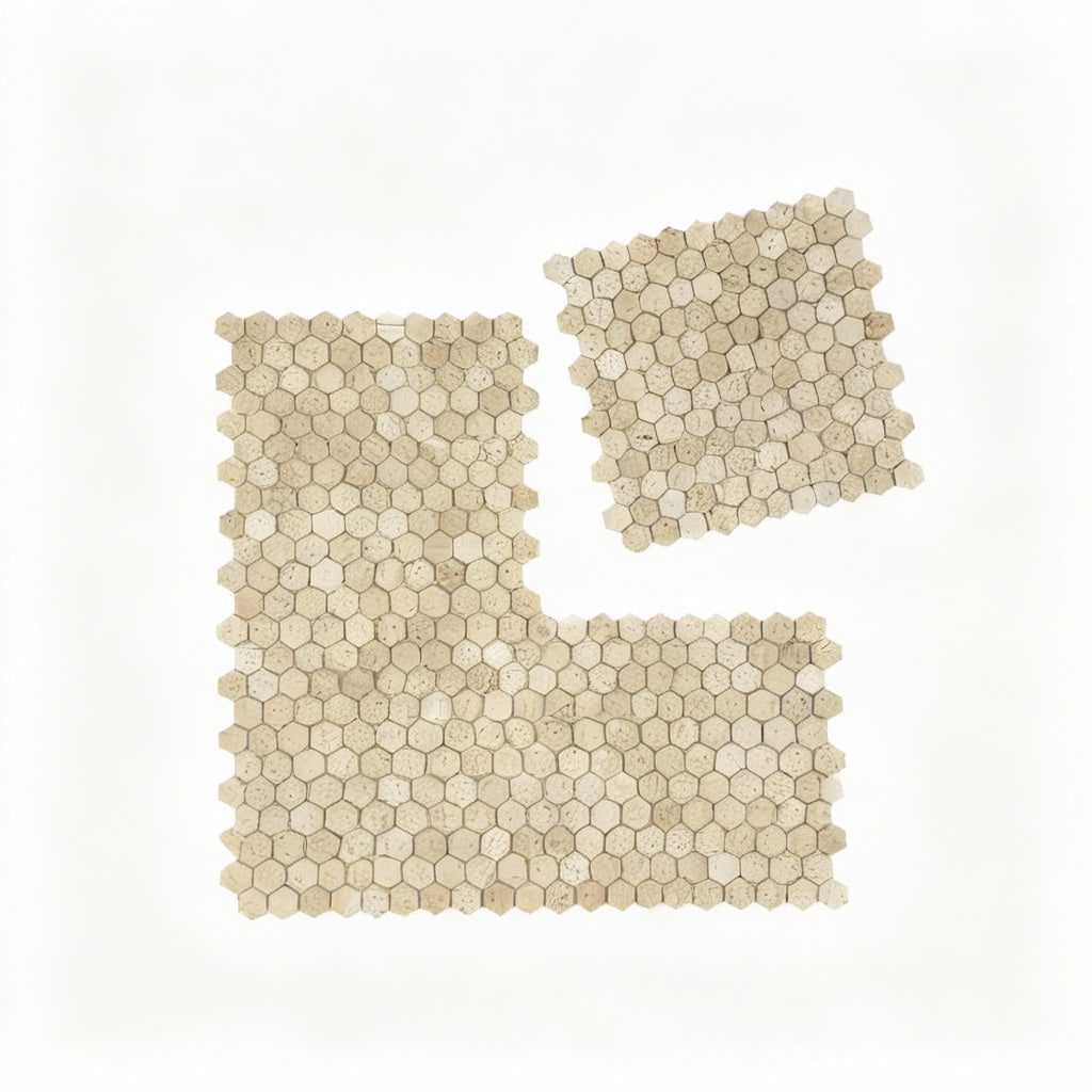 Regalia Luxury Series Light Beige Honed Hexagon Travertine Marble Mosaic