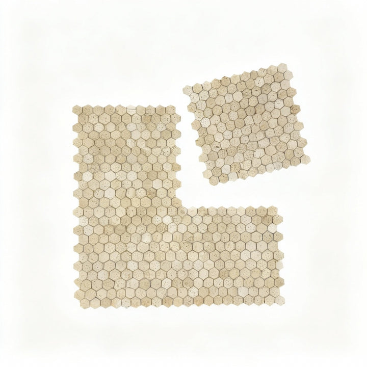 Regalia Luxury Series Light Beige Honed Hexagon Travertine Marble Mosaic