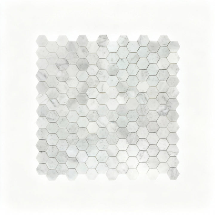 Regalia Elite Carrara White Polished Hexagon Marble Mosaic