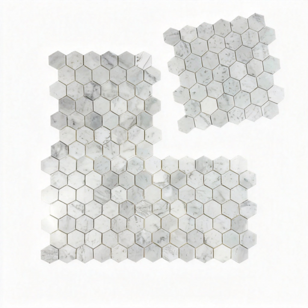 Regalia Elite Carrara White Polished Hexagon Marble Mosaic