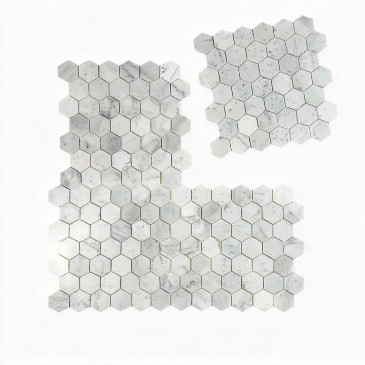 Regalia Elite Carrara White Polished Hexagon Marble Mosaic