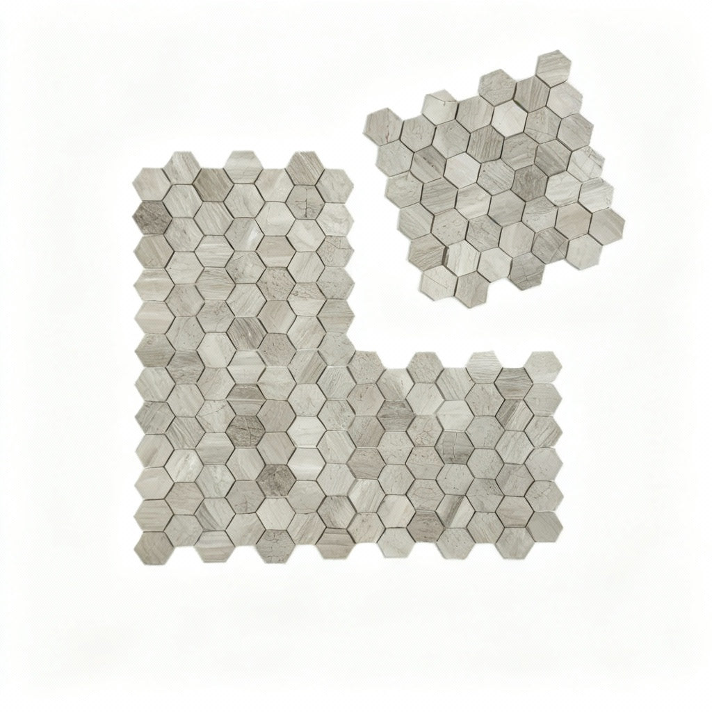 Regalia Elegance White Wood Vein Hexagon Marble Mosaic
