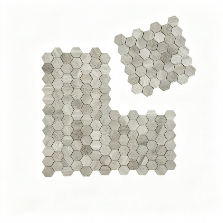 Regalia Elegance White Wood Vein Hexagon Marble Mosaic