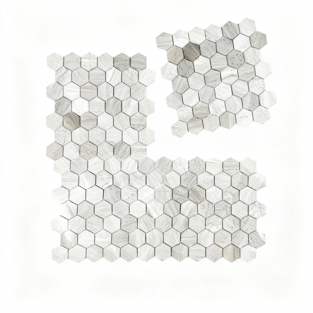 Regalia Luxury White Wood Vein Polished Hexagon Marble Mosaic