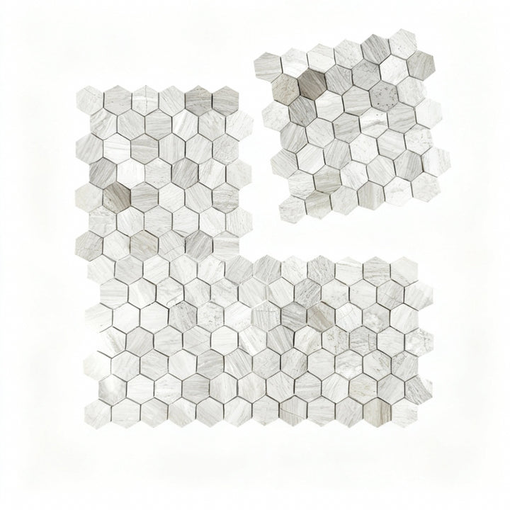 Regalia Luxury White Wood Vein Polished Hexagon Marble Mosaic