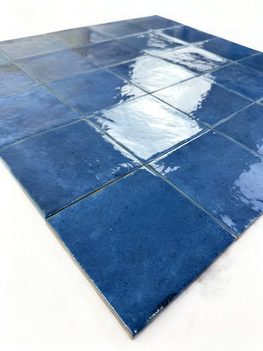 Cerulean Glow Glossy Porcelain Subway Tile