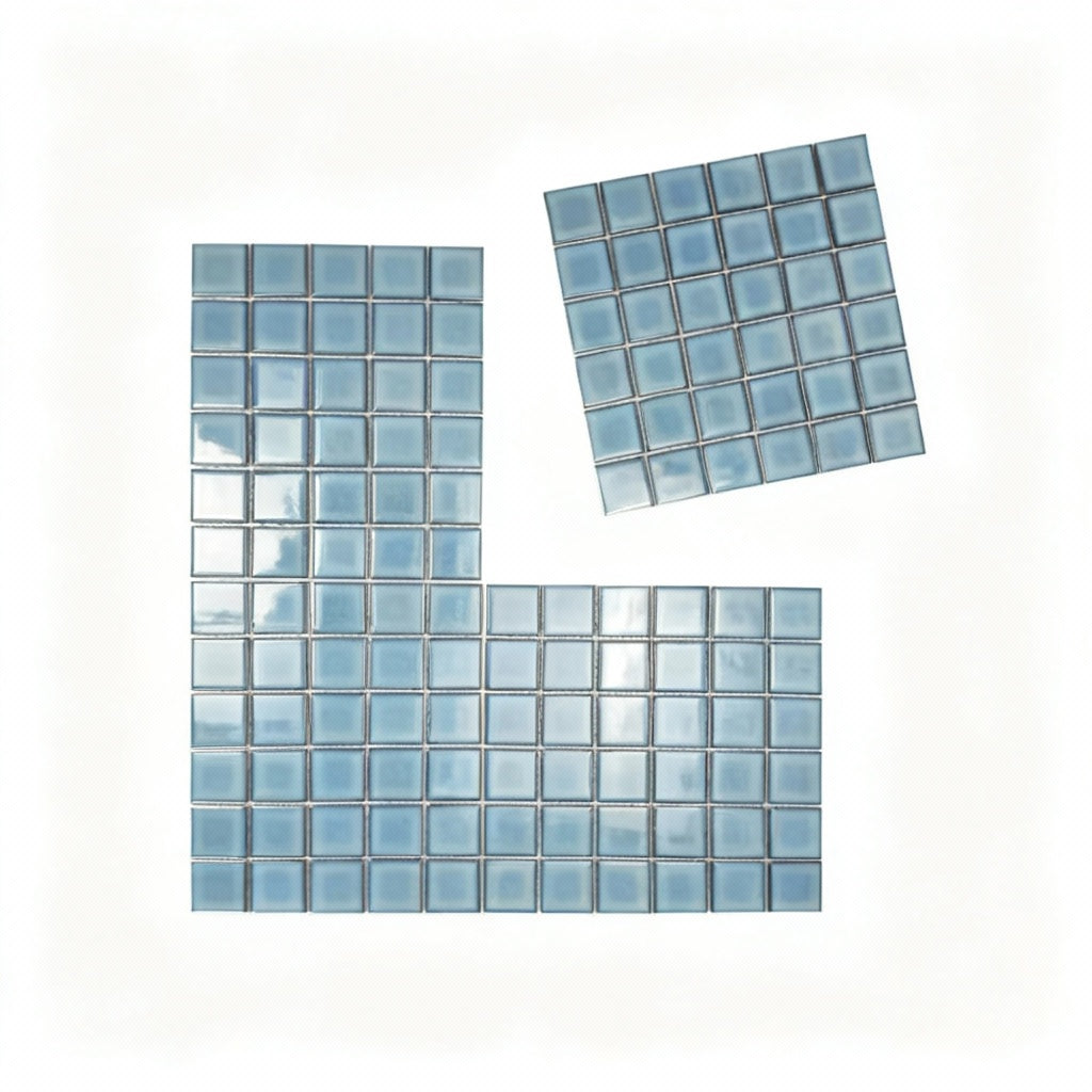 Sky Pearl Light Blue Crystalline Glazed Porcelain Mosaic