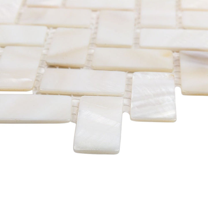 Mother of Pearl Oyster Herringbone Shell Mosaic Tile