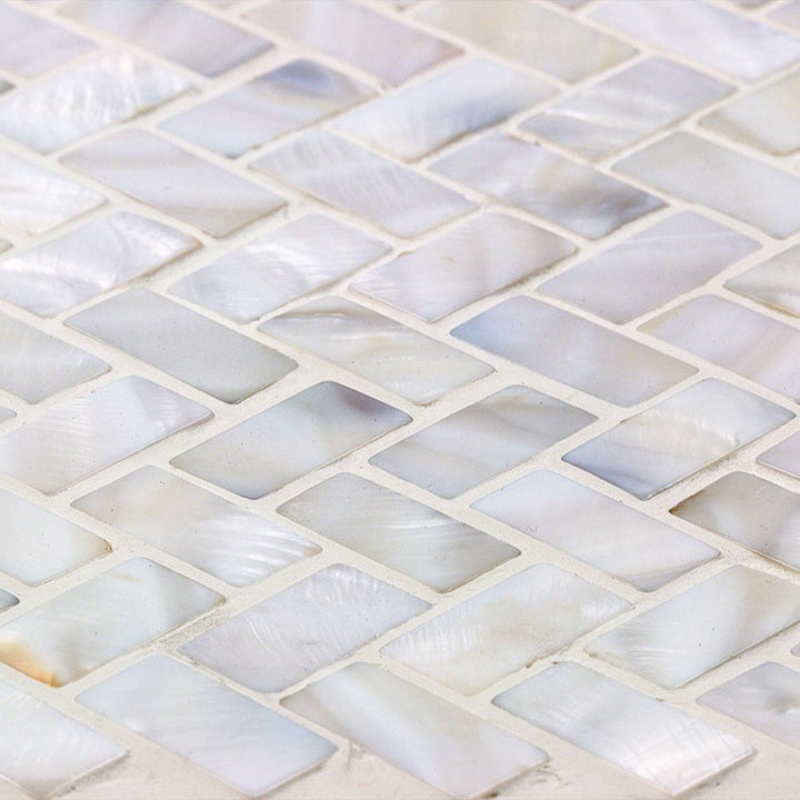 Mother of Pearl Oyster Herringbone Shell Mosaic Tile