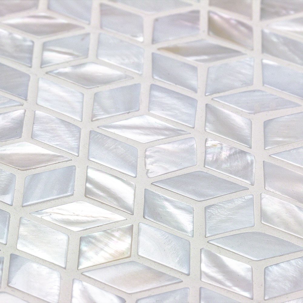 Oyster White Mother of Pearl Illusion Polished Mosaic Tile