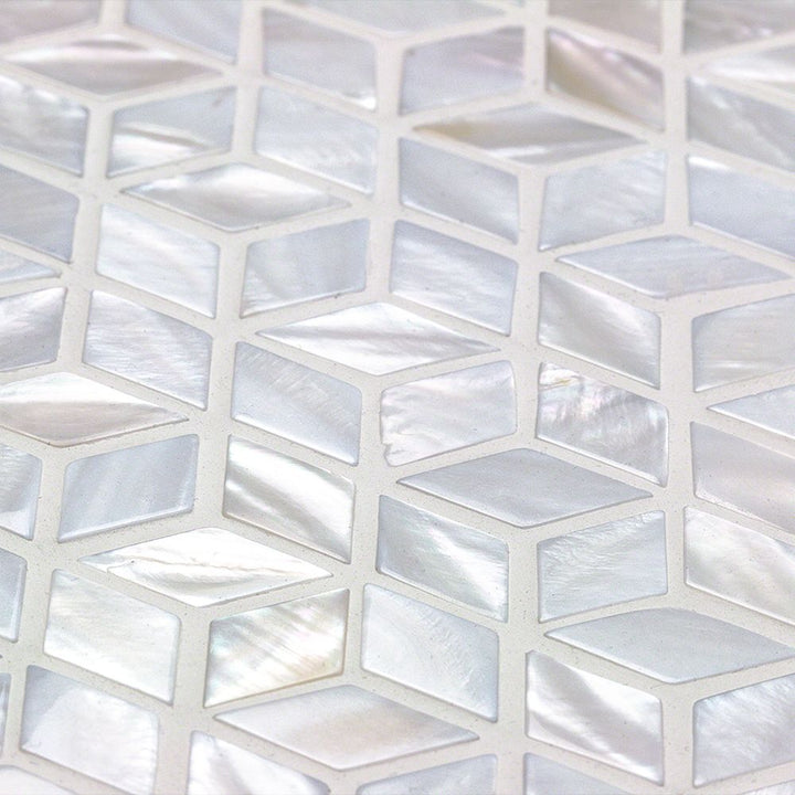 Oyster White Mother of Pearl Illusion Polished Mosaic Tile