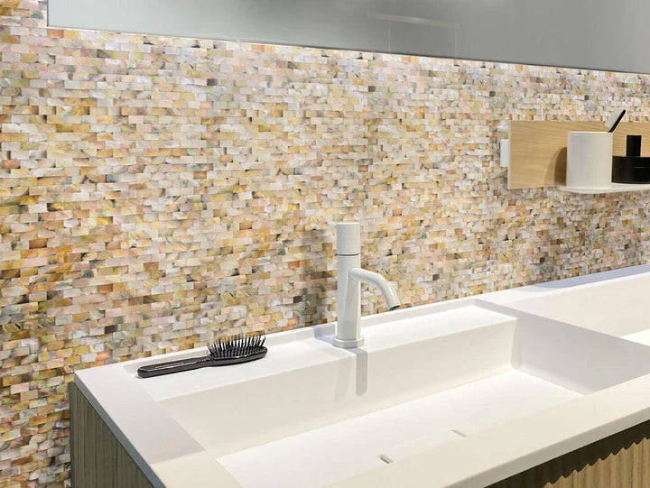 Mother Of Pearl Gold Bricks Mosaic Tile