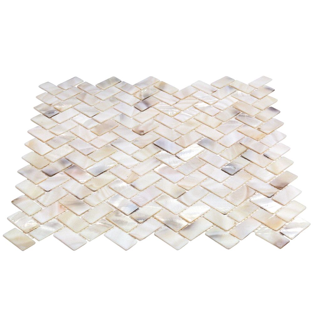 Mother of Pearl Oyster Herringbone Shell Mosaic Tile
