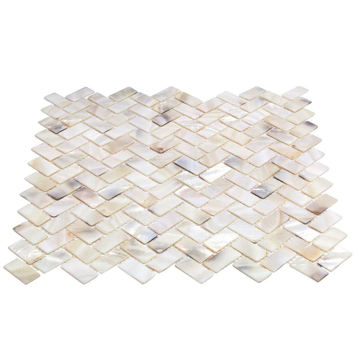 Mother of Pearl Oyster Herringbone Shell Mosaic Tile