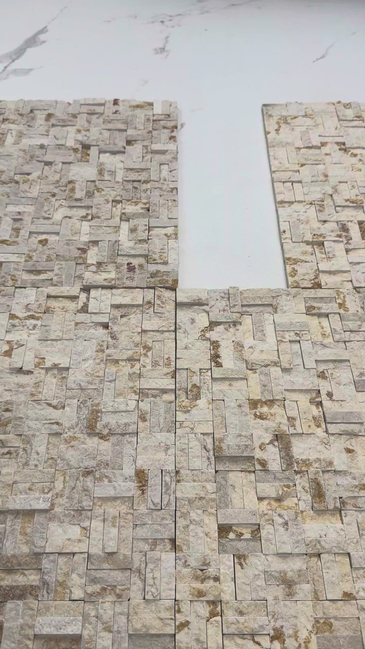 Aurora Luxe Sunny Beige Split Surface Marble Mosaic