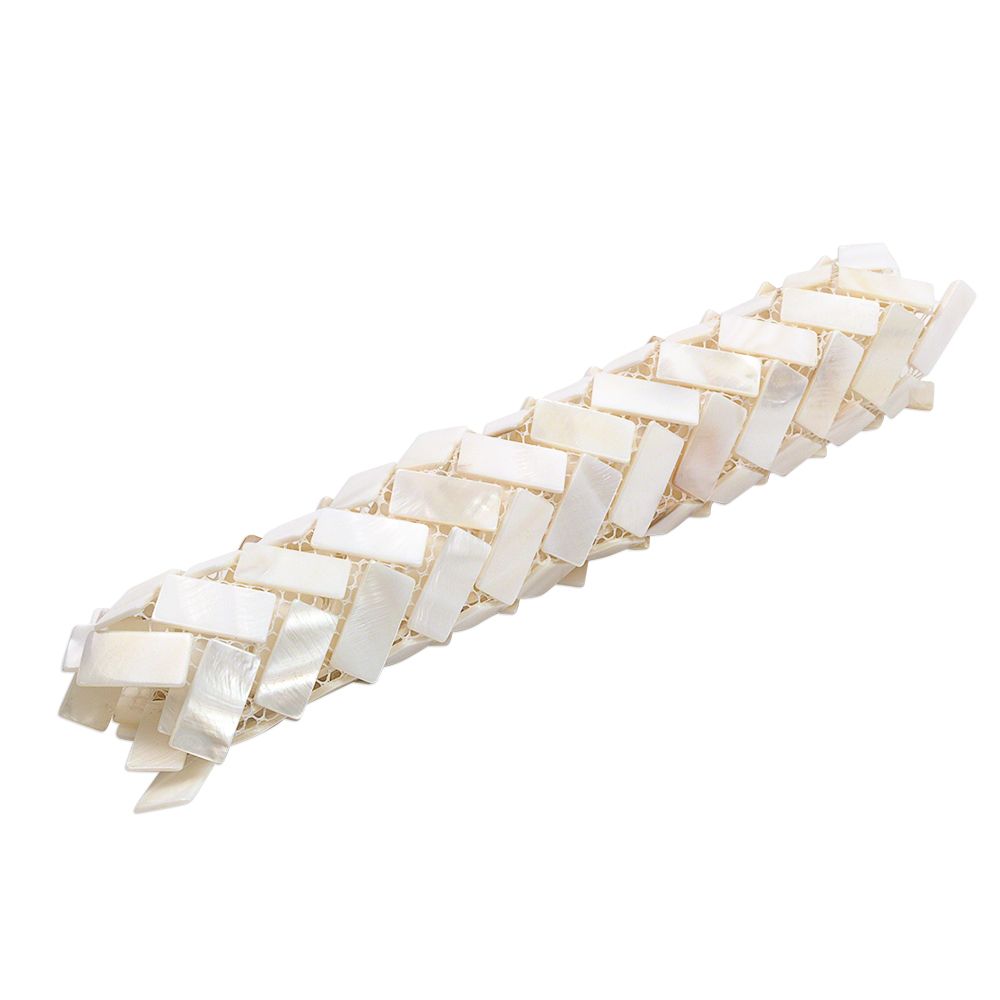 Mother of Pearl Oyster Herringbone Shell Mosaic Tile