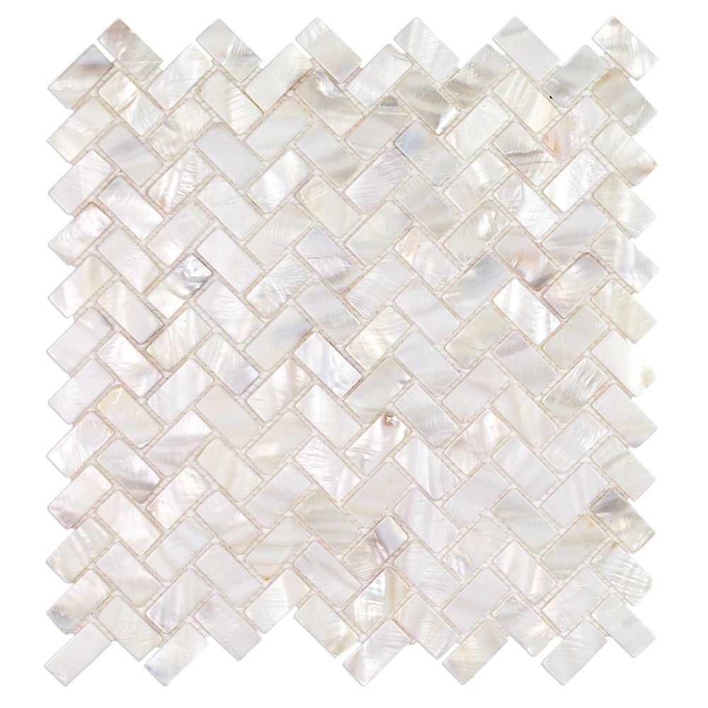 Mother of Pearl Oyster Herringbone Shell Mosaic Tile