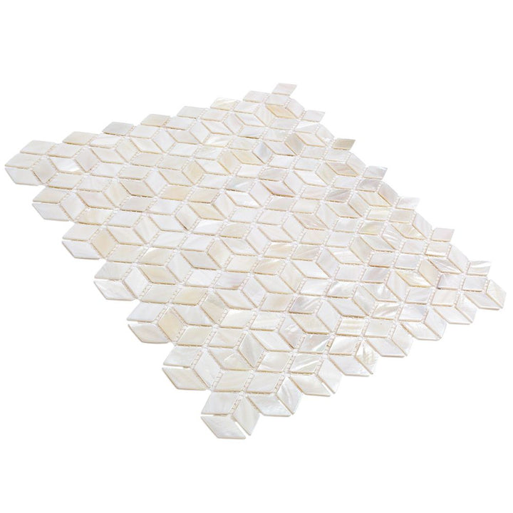 Oyster White Mother of Pearl Illusion Polished Mosaic Tile