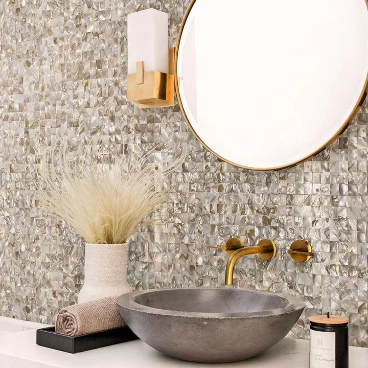 Serene White Mother Of Pearl Tight Joints Square Mosaic